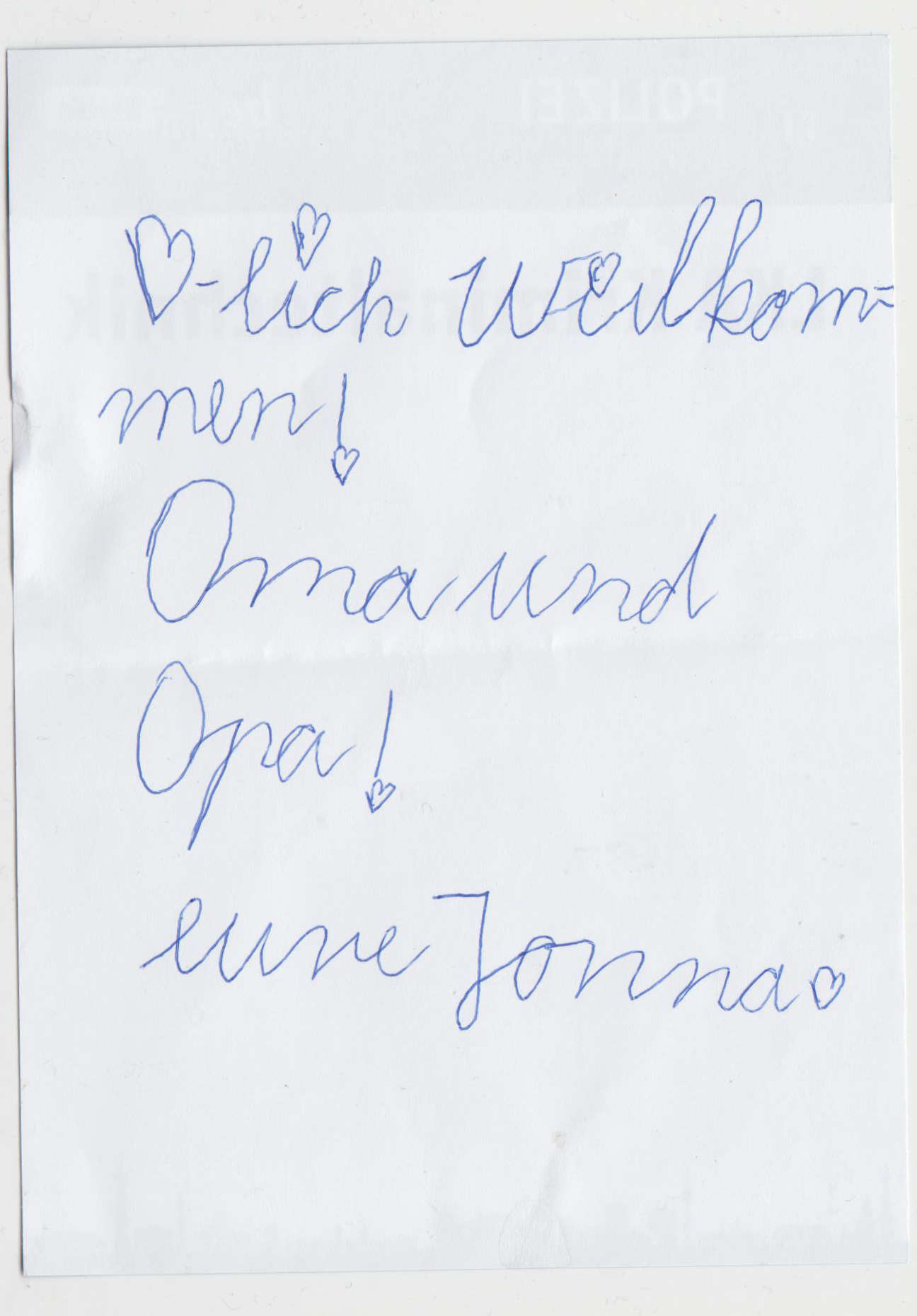 Jonnas Willkommensgruß in der Heimat